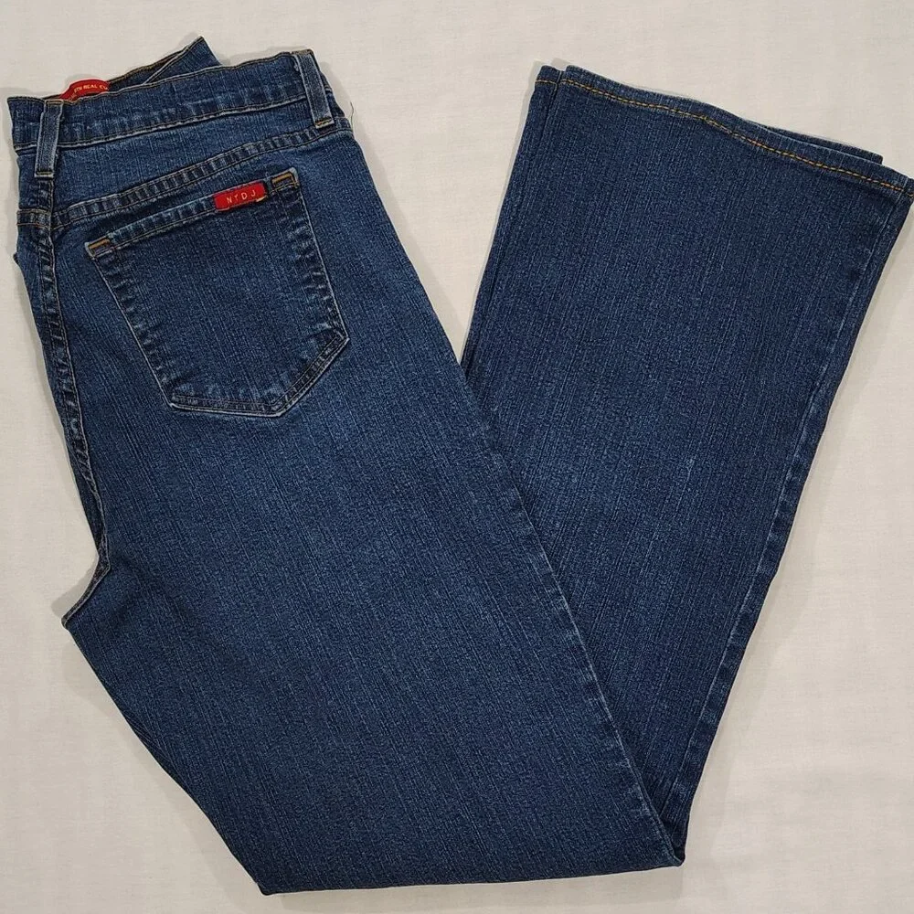 NYDJ Tummy Tuck Jeans Womens Size 12 High Rise Boot Cut USA Stretch Denim Blue - Picture 1 of 16